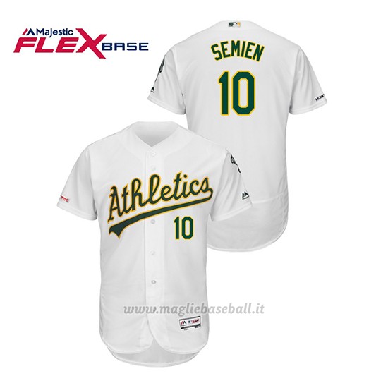 Maglia Baseball Uomo Oakland Athletics Marcus Semien 150th Aniversario Patch Autentico Flex Base Bianco
